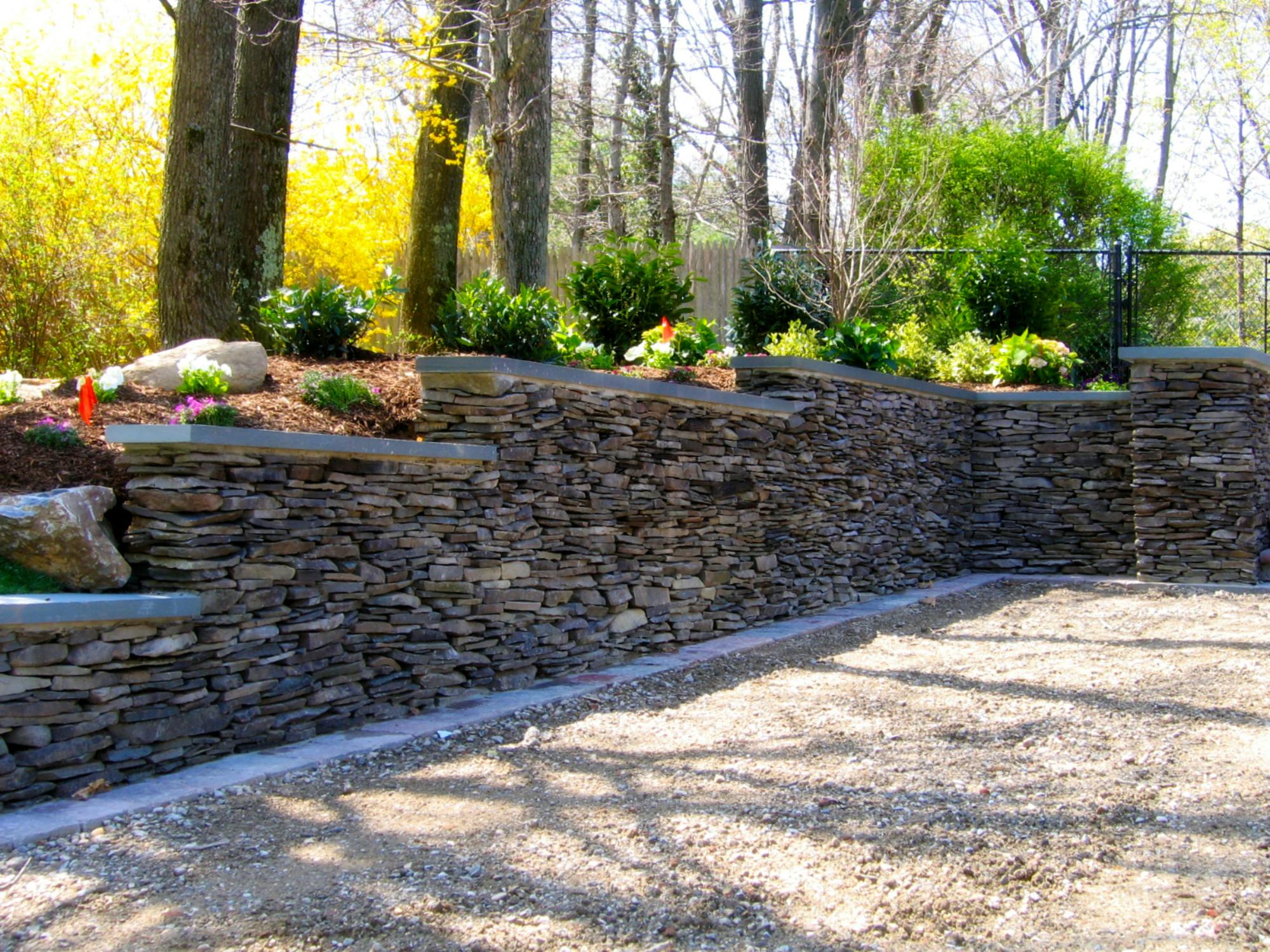 What a Naturally Stacked Stone Retaining Wall Looks Like
